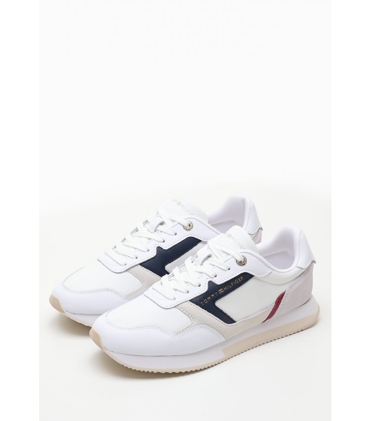 Women Casual Shoes Essen.Th White Leather Tommy Hilfiger