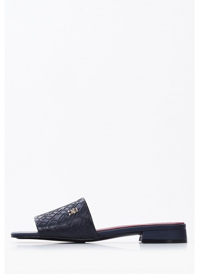 Γυναικεία Mules Feminine.Mule Μπλε Δέρμα Tommy Hilfiger