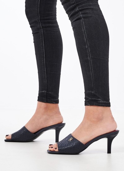 Γυναικεία Mules Feminine.Sandal Μπλε Δέρμα Tommy Hilfiger