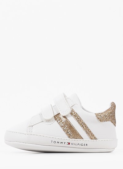Παιδικά Παπούτσια Casual Gold.Vel Άσπρο ECOleather Tommy Hilfiger