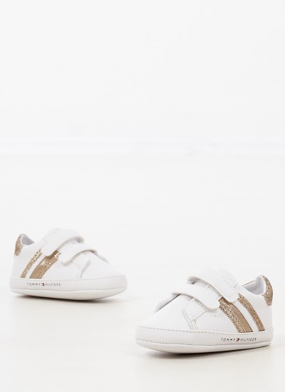 Παιδικά Παπούτσια Casual Gold.Vel Άσπρο ECOleather Tommy Hilfiger