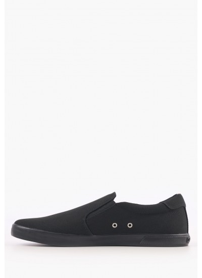 Ανδρικά Παπούτσια Casual Iconic.Slip.On Μαύρο Πάνινο Tommy Hilfiger