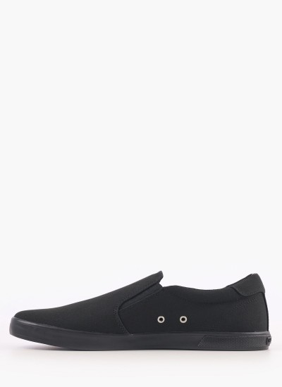 Ανδρικά Παπούτσια Casual Iconic.Slip.On Μαύρο Πάνινο Tommy Hilfiger