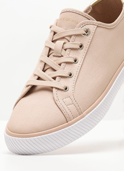 Γυναικεία Παπούτσια Casual Laceup.Vulc Μπεζ Ύφασμα Tommy Hilfiger