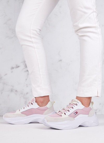Γυναικεία Παπούτσια Casual Lightweight.Jeans Ροζ Δέρμα Tommy Hilfiger