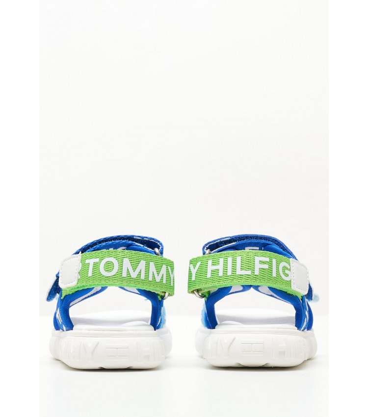 Παιδικές Σαγιονάρες & Πέδιλα Logo.Sandal Άσπρο Ύφασμα Tommy Hilfiger