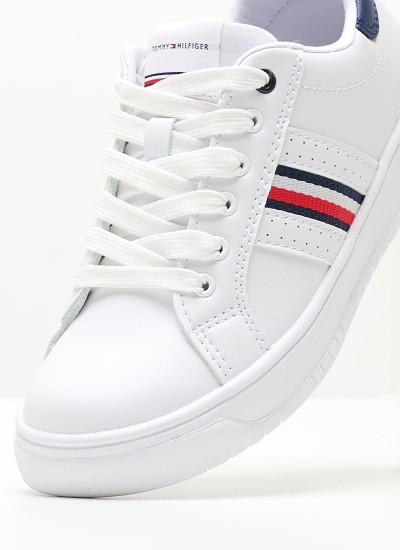 Παιδικά Παπούτσια Casual Low.Stripes Άσπρο ECOleather Tommy Hilfiger