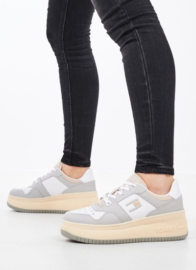 Γυναικεία Παπούτσια Casual Meg.Flatform Γκρι Δέρμα Tommy Hilfiger