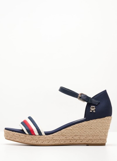 Γυναικείες Πλατφόρμες Χαμηλές Mid.Wedge Μπλε Ύφασμα Tommy Hilfiger