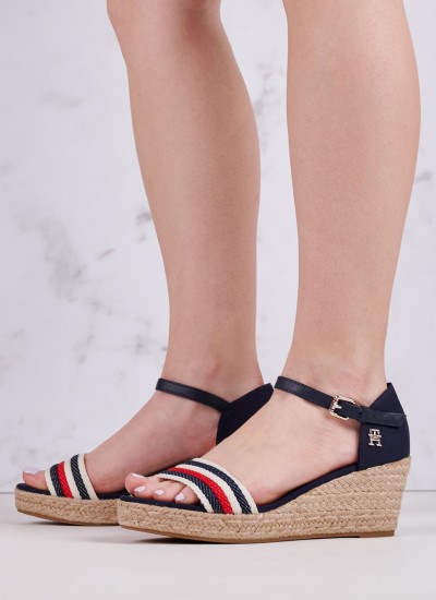 Γυναικείες Πλατφόρμες Χαμηλές Mid.Wedge Μπλε Ύφασμα Tommy Hilfiger