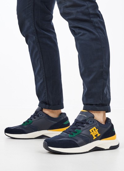 Ανδρικά Παπούτσια Casual Modern.Blackwatch Μπλε Δέρμα Tommy Hilfiger