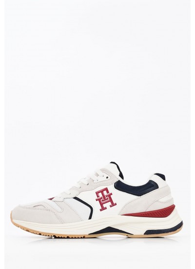 Ανδρικά Παπούτσια Casual Elevated.Cupsole Άσπρο Δέρμα Tommy Hilfiger