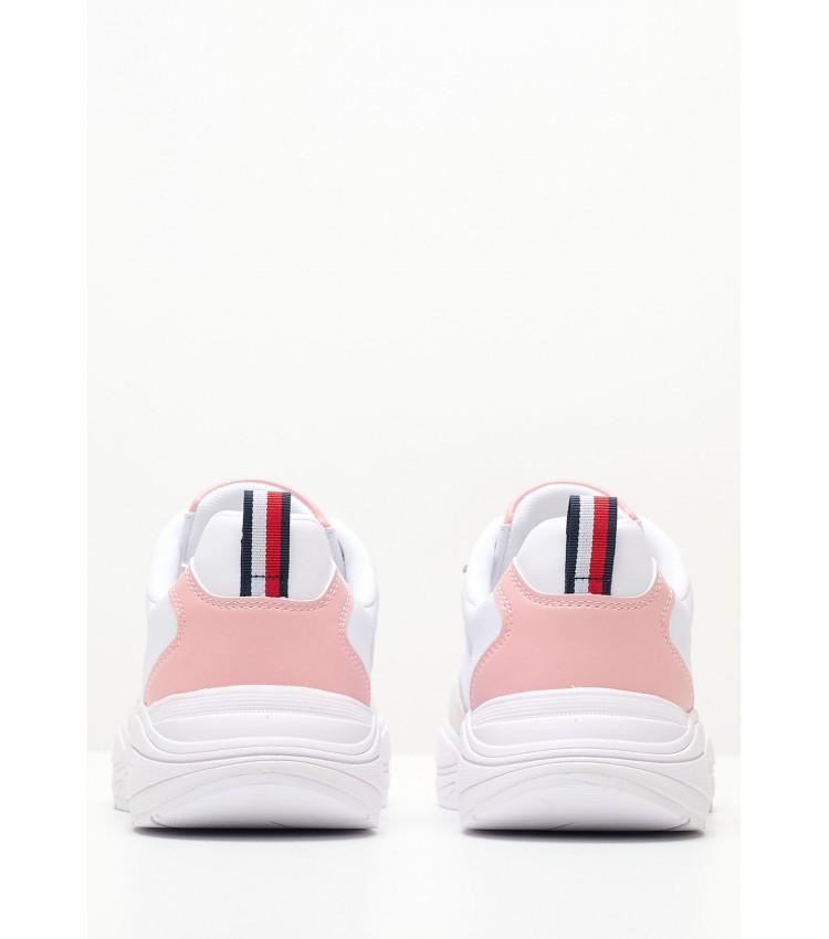 Women Casual Shoes Sporty.Runner White Leather Tommy Hilfiger