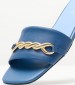 Women Flats Th.Chain Blue Leather Tommy Hilfiger