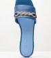 Women Flats Th.Chain Blue Leather Tommy Hilfiger