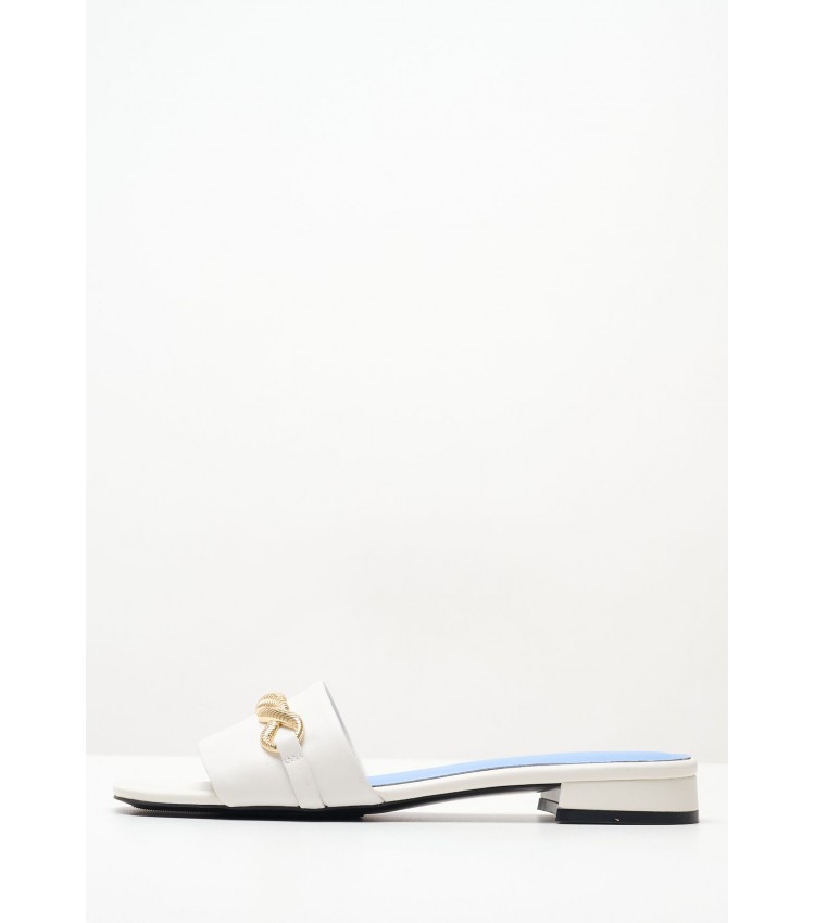 Women Flats Th.Chain White Leather Tommy Hilfiger