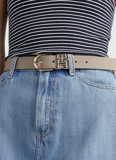 Women Belts Th.Lux.Nub Beige Leather Tommy Hilfiger