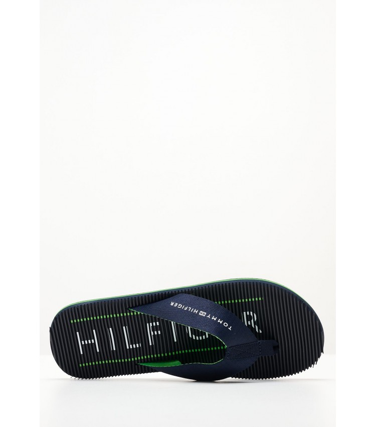 Men Flip Flops & Sandals Th.Massage.Sandal Blue Fabric Tommy Hilfiger