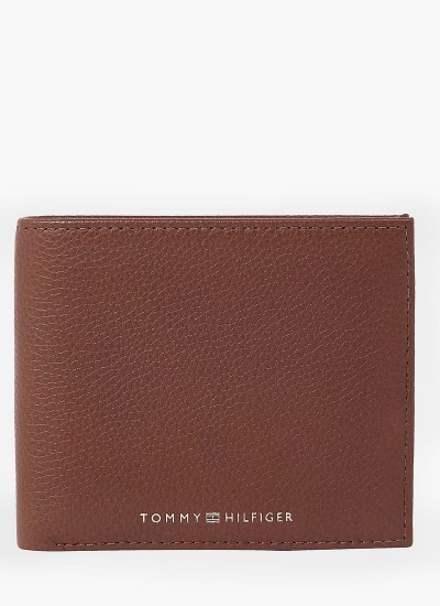 Ανδρικά Πορτοφόλια Th.Premium.Leather Καφέ Δέρμα Tommy Hilfiger