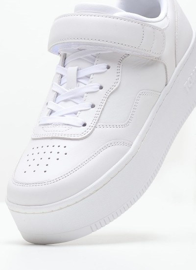 Γυναικεία Παπούτσια Casual Velcro.Flatform Άσπρο Δέρμα Tommy Hilfiger