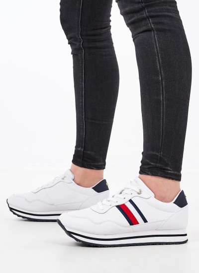 Γυναικεία Παπούτσια Casual Webbing.Runner Άσπρο Δέρμα Tommy Hilfiger