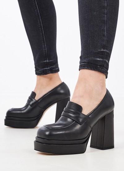 Γυναικείες Γόβες & Peeptoes Ψηλές Alison Μαύρο Δέρμα Καστόρι Nine West