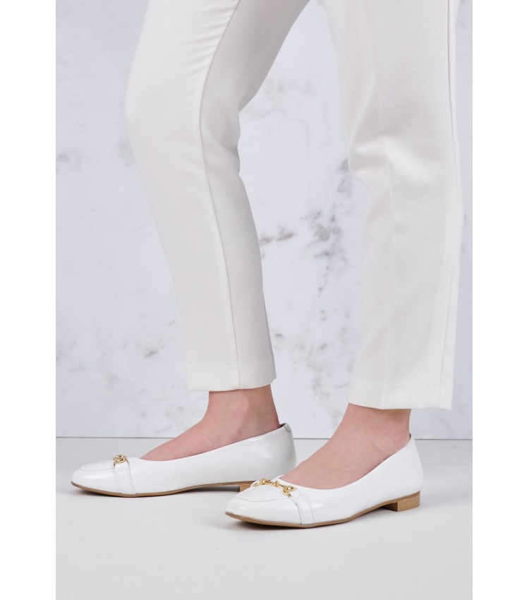 Women Moccasins 2343.10435 White Patent Leather Mortoglou