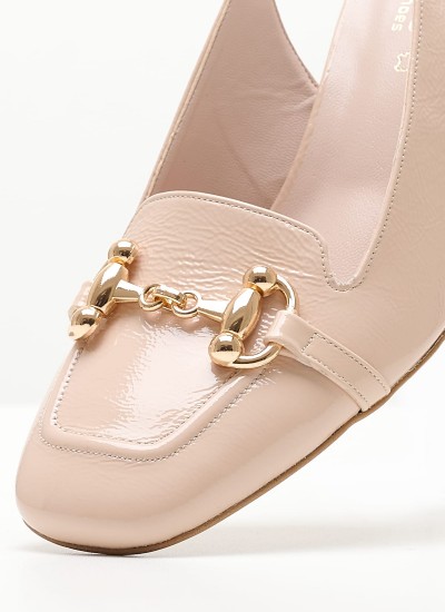 Γυναικείες Γόβες & Peeptoes Χαμηλές 2343.51610 Nude Δέρμα Λουστρίνι Mortoglou