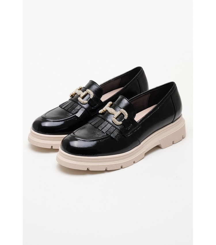 Women Moccasins 2344.12645 Black Patent Leather Mortoglou