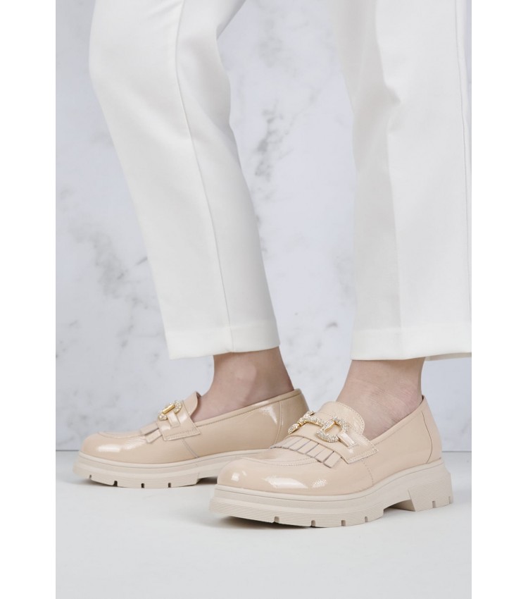 Women Moccasins 2344.12645 Nude Patent Leather Mortoglou