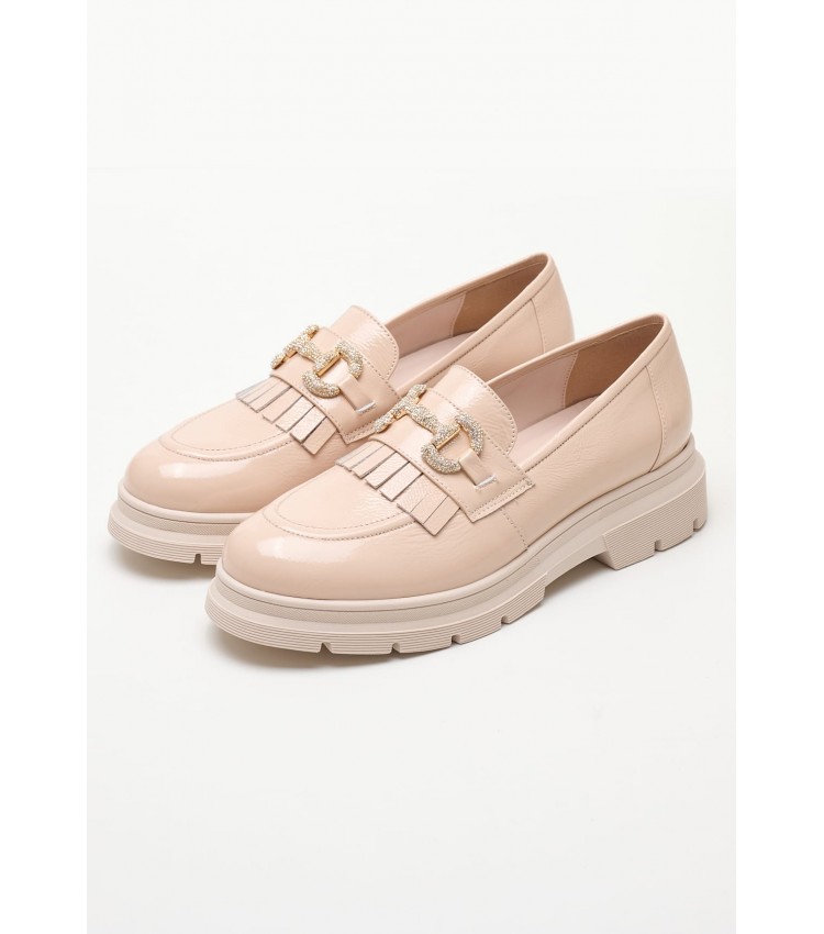 Women Moccasins 2344.12645 Nude Patent Leather Mortoglou