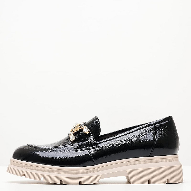 Women Moccasins 2344.12646 Black Patent Leather Mortoglou