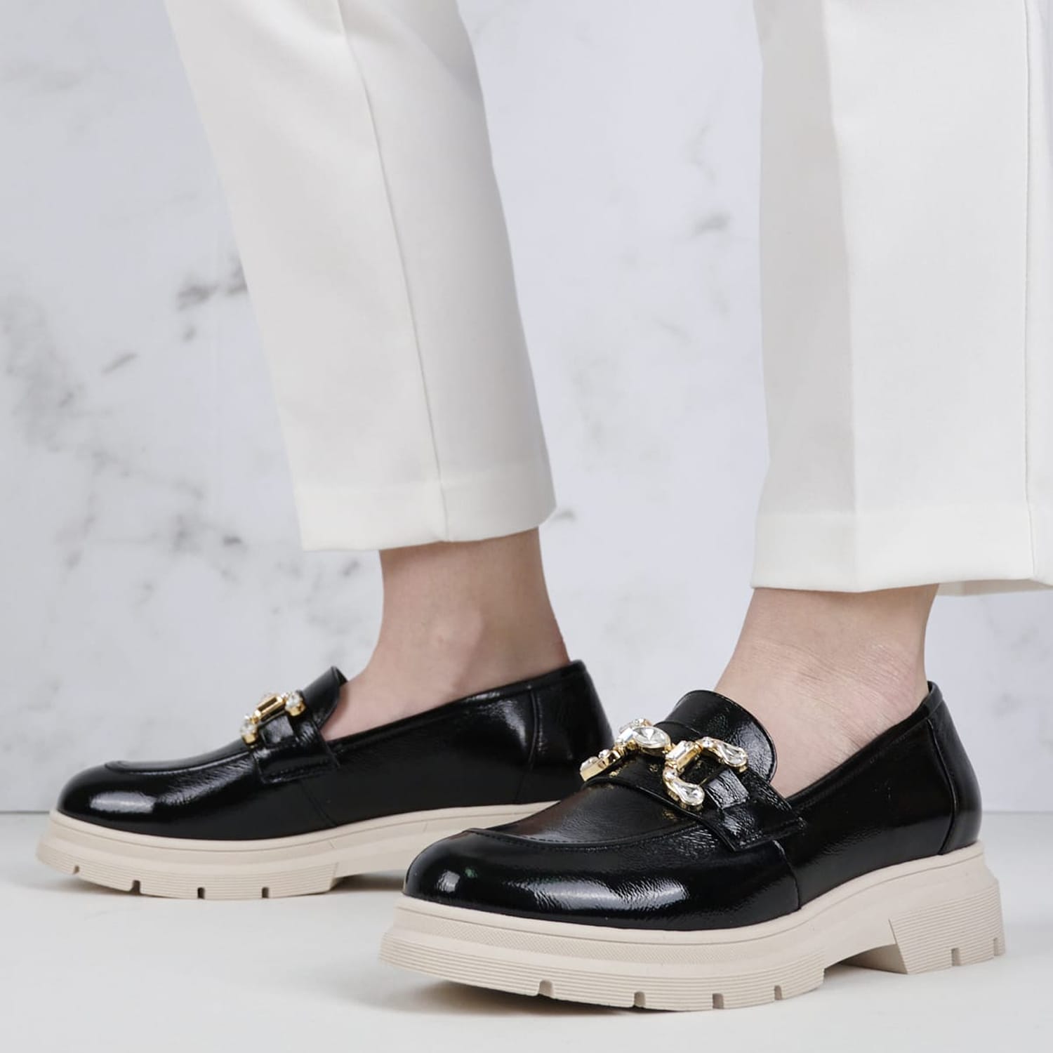 Women Moccasins 2344.12646 Black Patent Leather Mortoglou Women Moccasins 2344.12646 Black Patent Leather Mortoglou