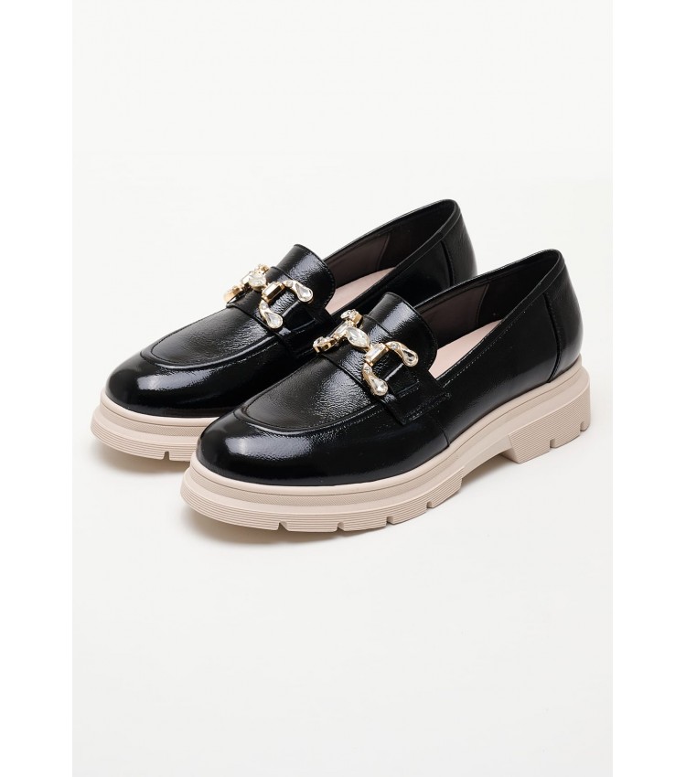 Women Moccasins 2344.12646 Black Patent Leather Mortoglou