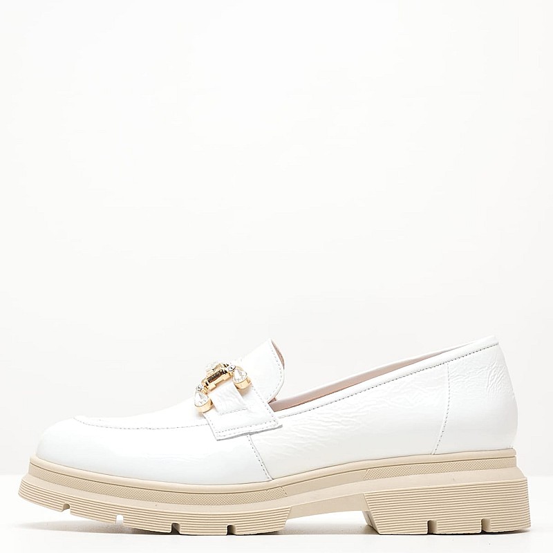 Women Moccasins 2344.12646 White Patent Leather Mortoglou