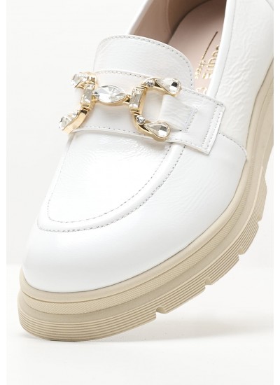 Women Moccasins 2344.12646 White Patent Leather Mortoglou