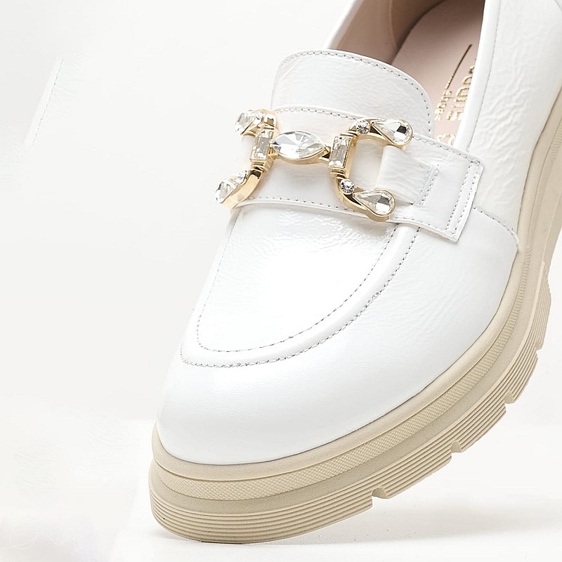 Women Moccasins 2344.12646 White Patent Leather Mortoglou