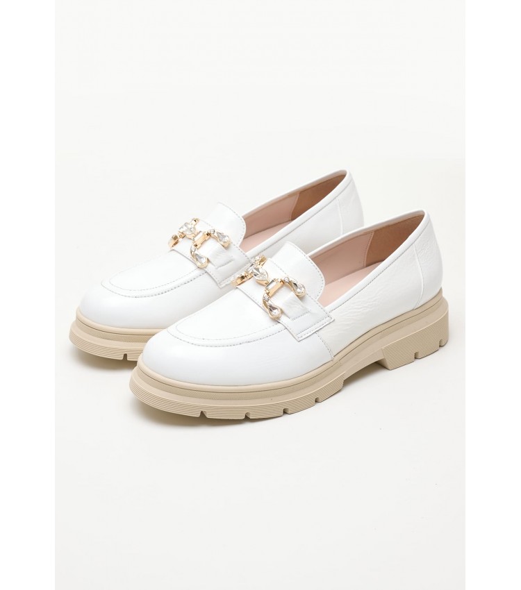 Women Moccasins 2344.12646 White Patent Leather Mortoglou