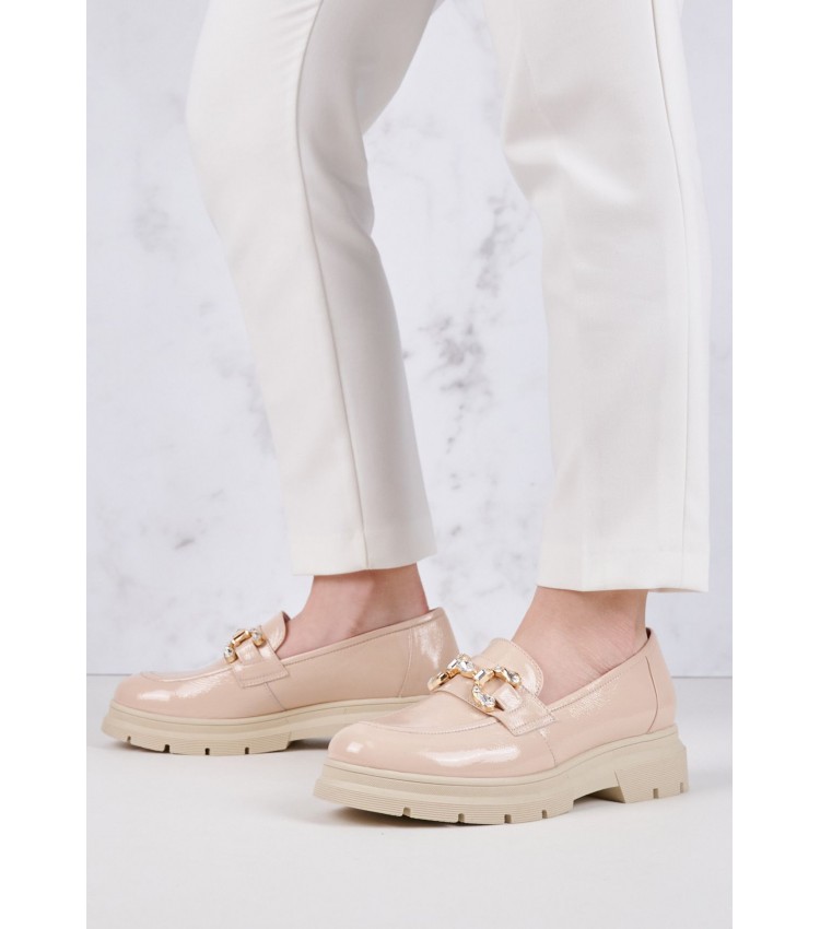 Women Moccasins 2344.12646 Nude Patent Leather Mortoglou