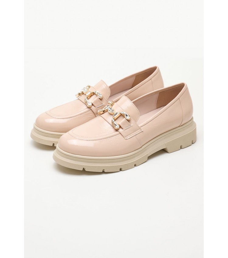 Women Moccasins 2344.12646 Nude Patent Leather Mortoglou