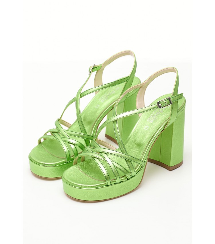Women Sandals 2347.74201 Green Leather Mortoglou