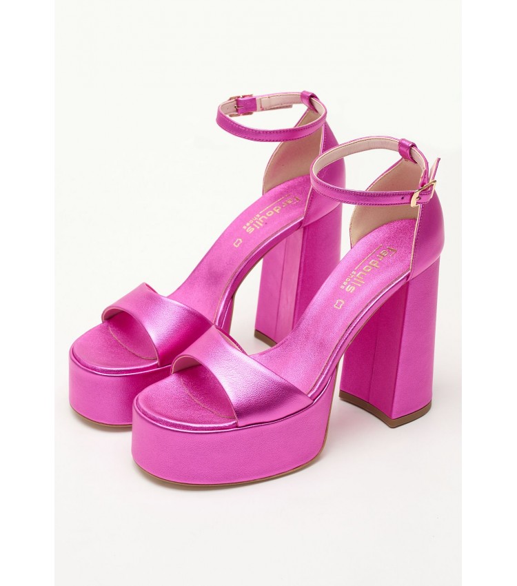 Women Sandals High 2348.74107 Pink Leather Mortoglou