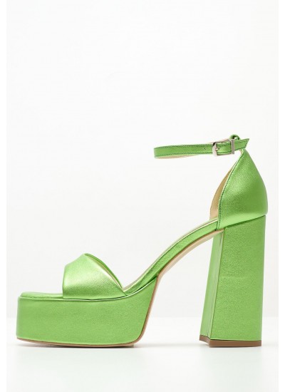 Women Sandals High 2348.74107 Green Leather Mortoglou