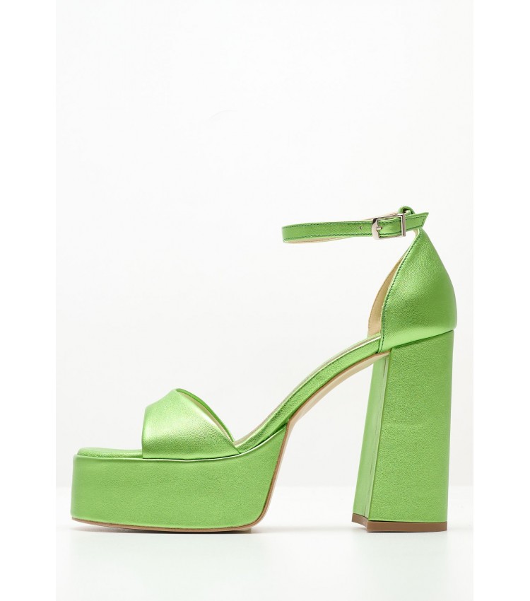 Women Sandals High 2348.74107 Green Leather Mortoglou