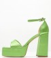 Women Sandals High 2348.74107 Green Leather Mortoglou