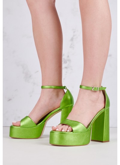 Women Sandals High 2348.74107 Green Leather Mortoglou