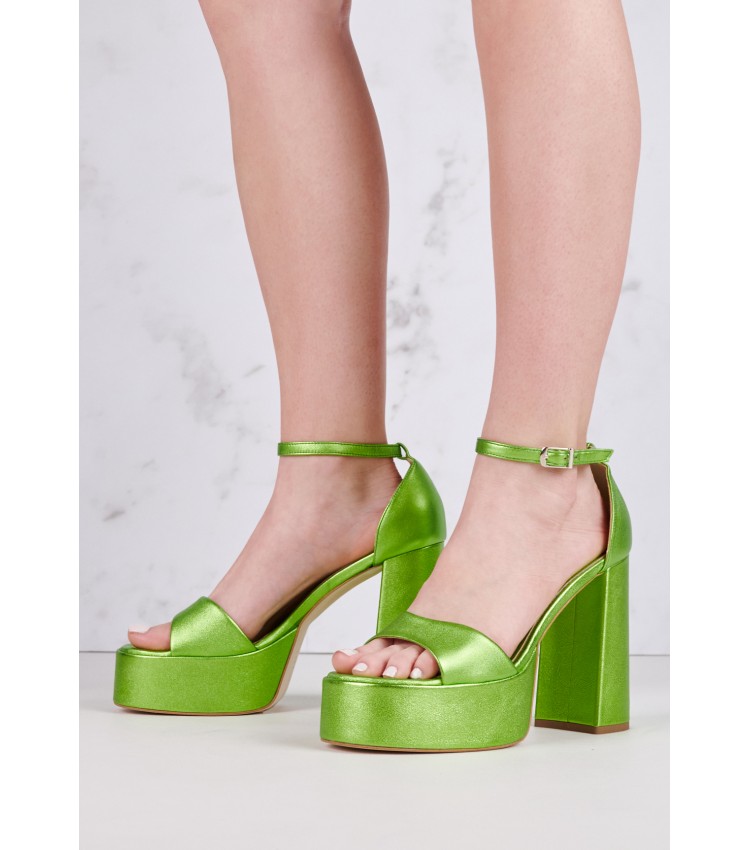 Women Sandals High 2348.74107 Green Leather Mortoglou