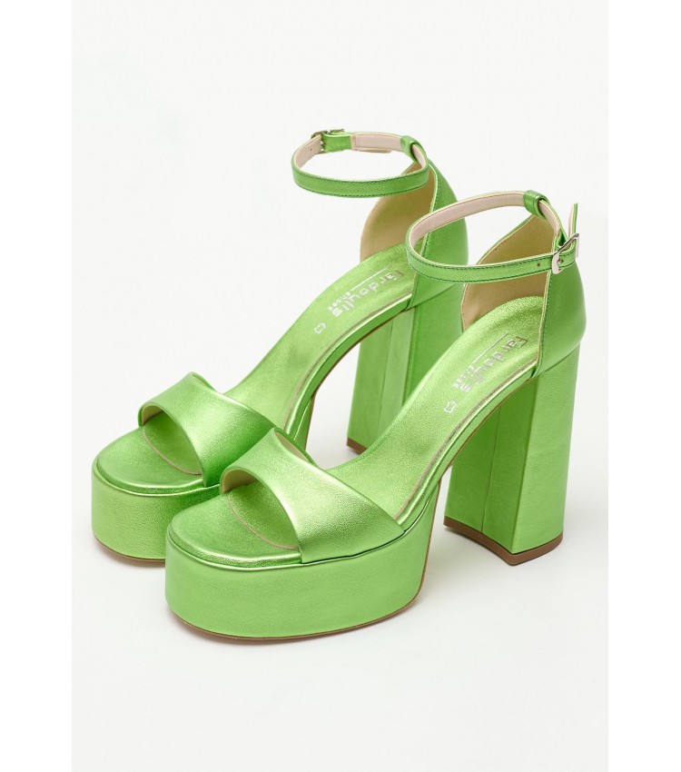 Women Sandals High 2348.74107 Green Leather Mortoglou