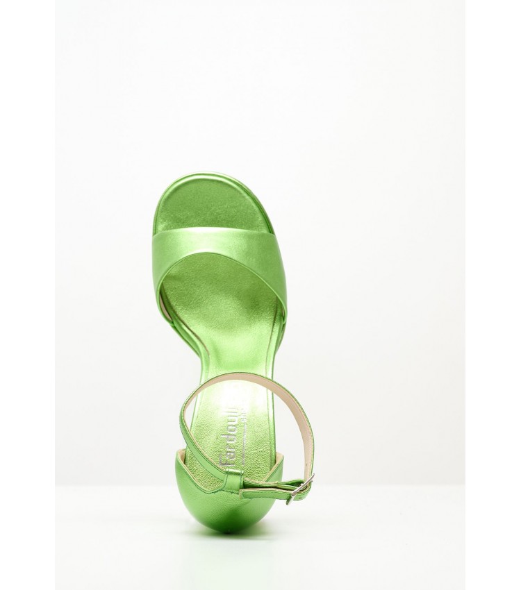 Women Sandals High 2348.74107 Green Leather Mortoglou