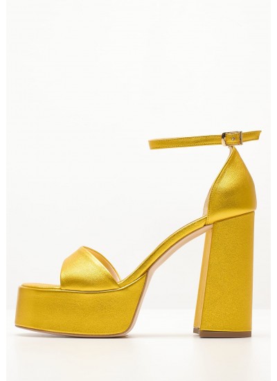 Women Sandals High 2348.74107 Yellow Leather Mortoglou